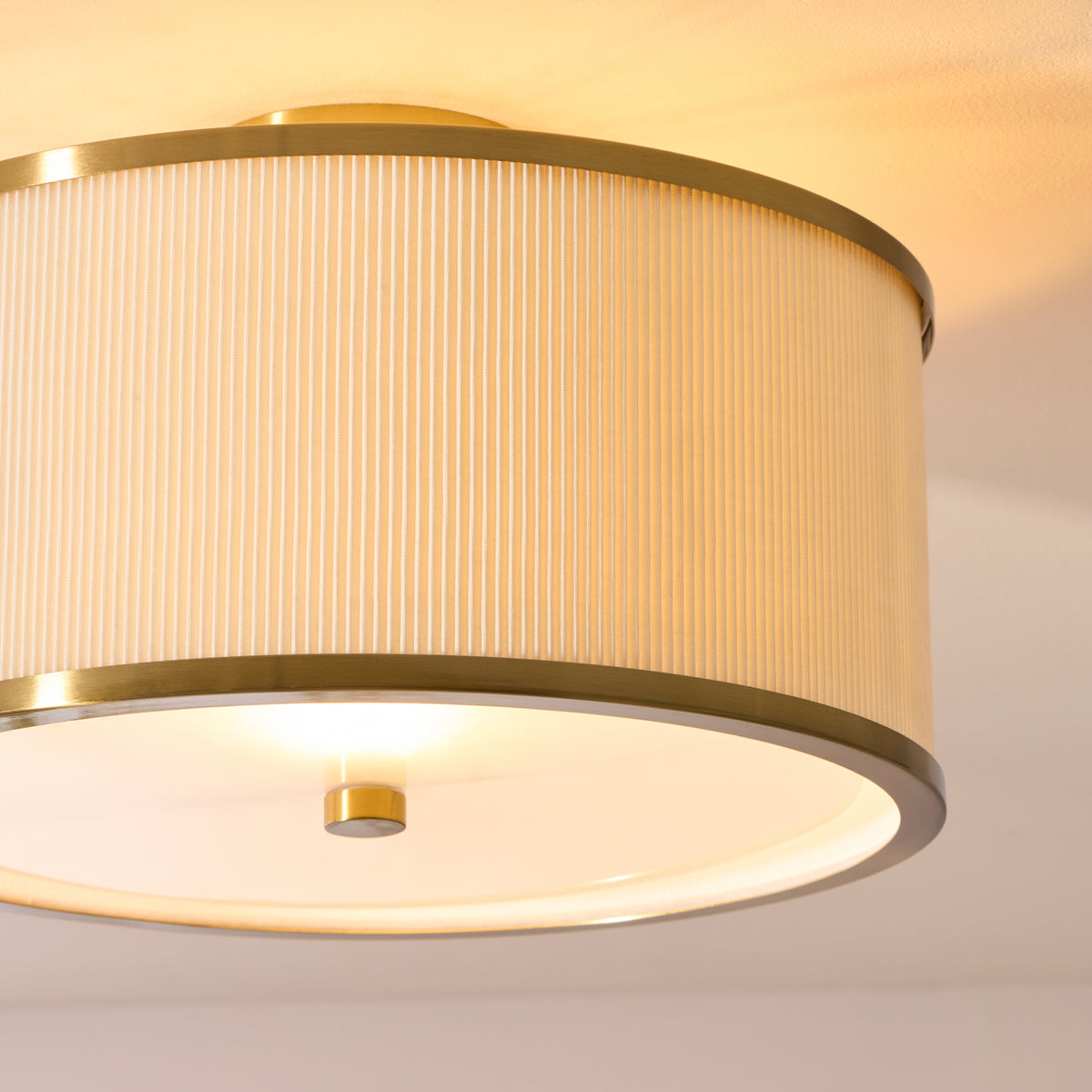 121988 Lexi Flush Ceiling Light Ivory Brass