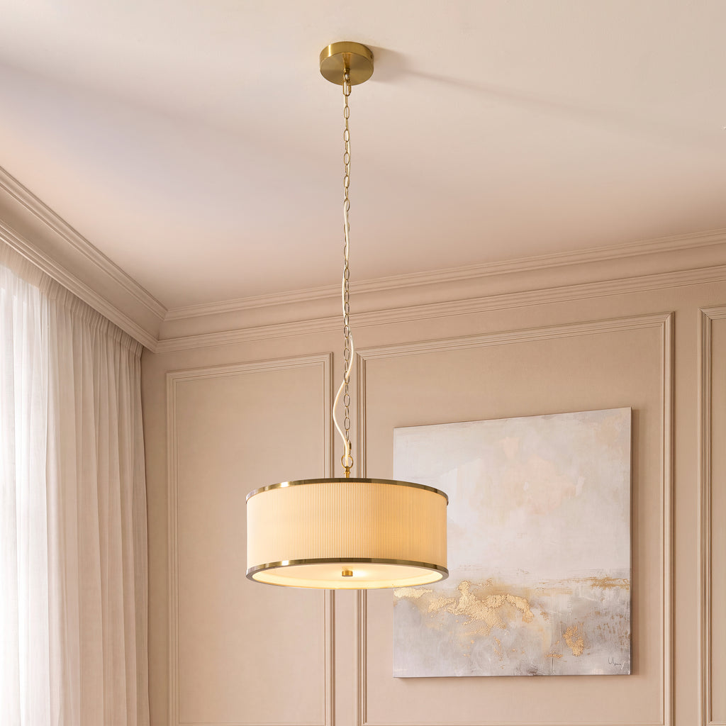 121989 Lexi 3 Light Pendant Ivory Brass