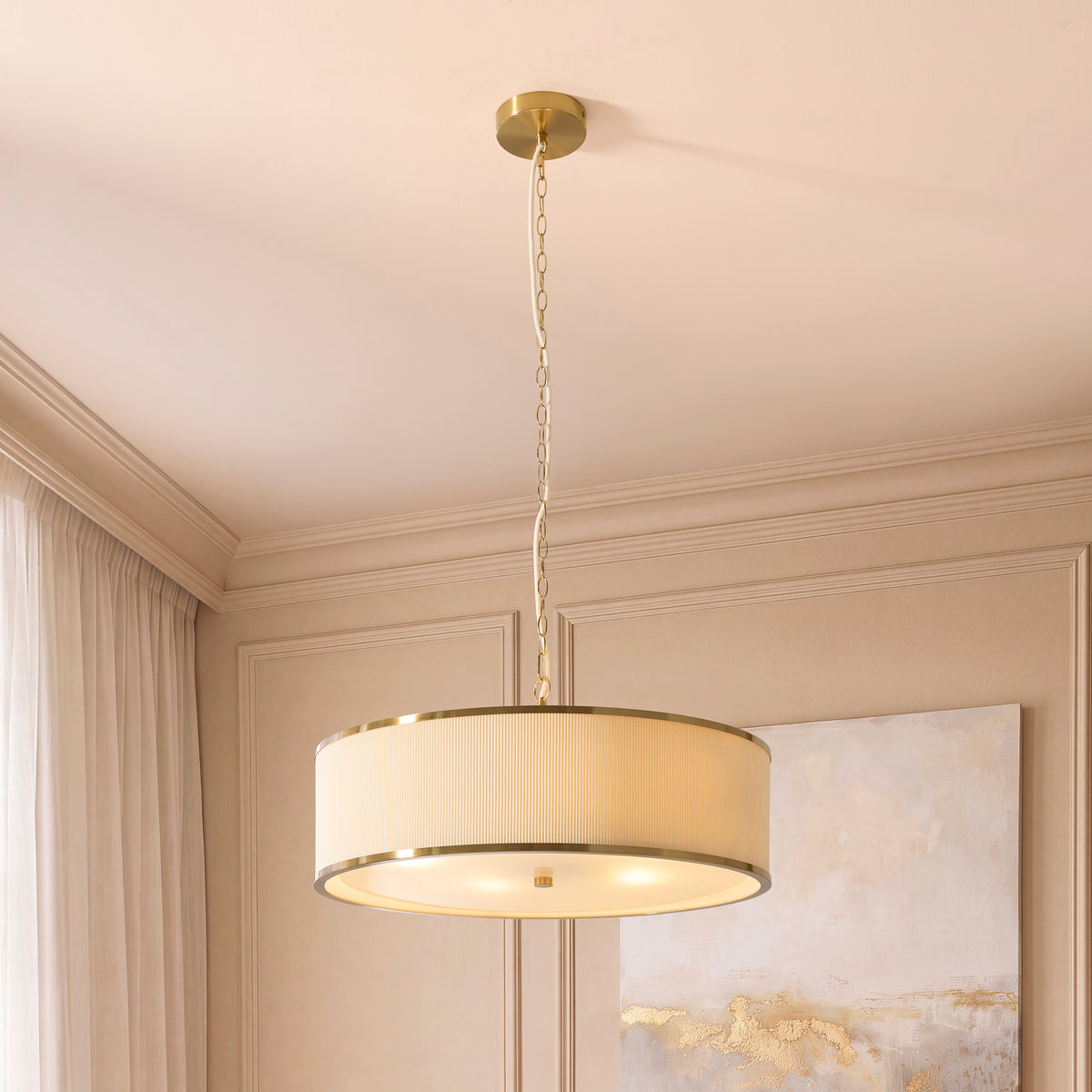121990 Lexi 5 Light Pendant Ivory Brass