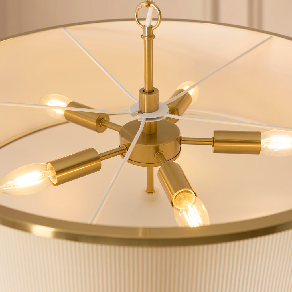 121990 Lexi 5 Light Pendant Ivory Brass