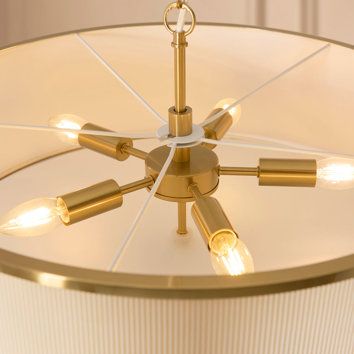 121990 Lexi 5 Light Pendant Ivory Brass