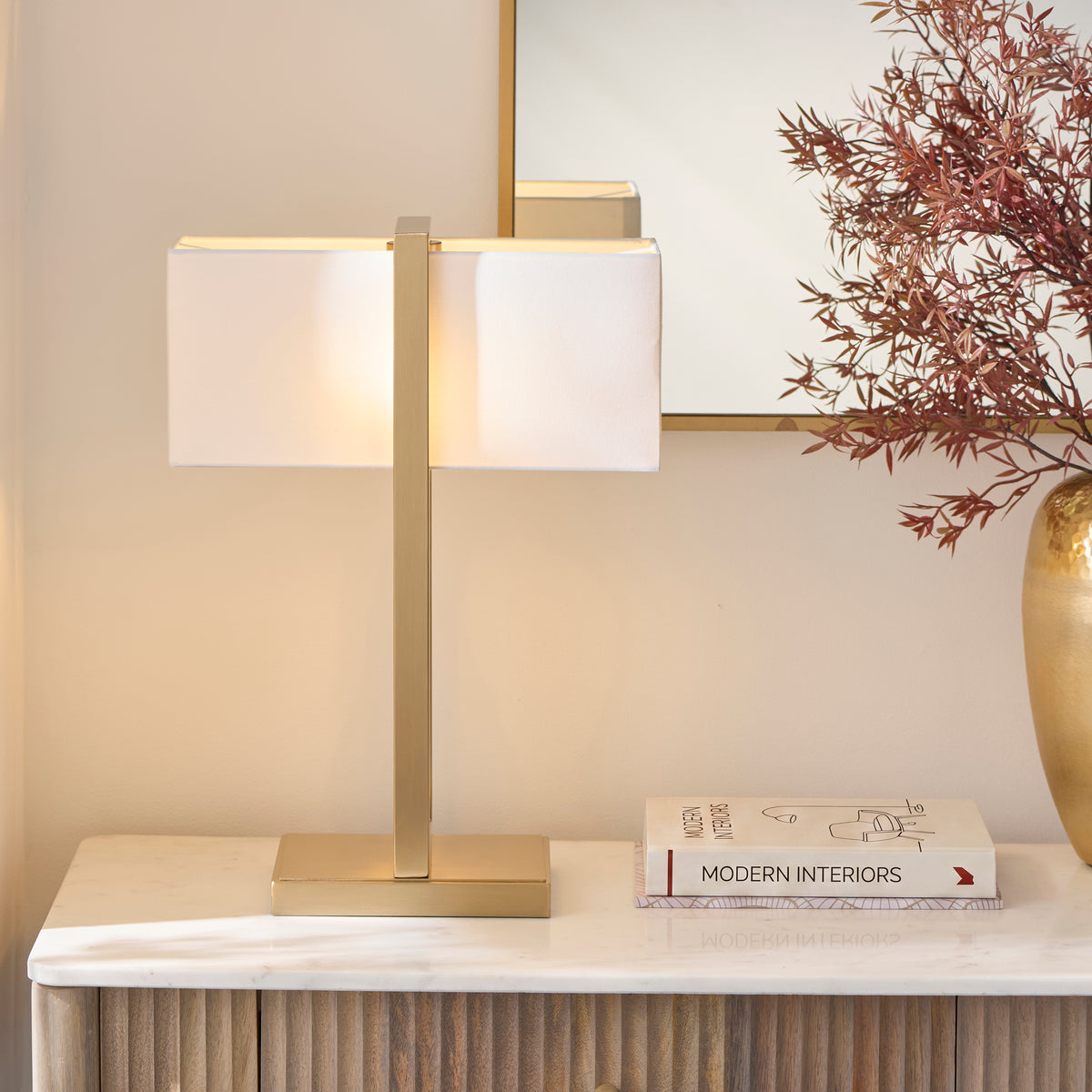 121991 Seattle Table Lamp Brass Ivory