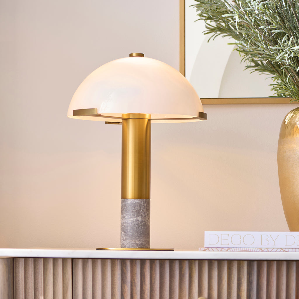 122008 Hansel 2 Light Table Lamp Brass Grey