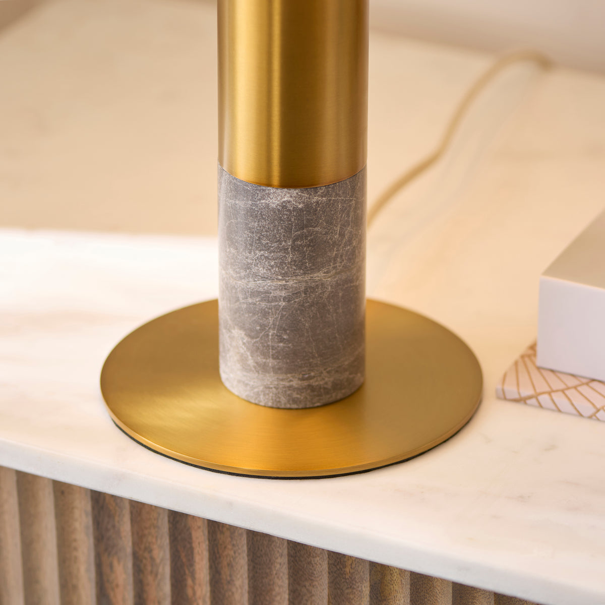 122008 Hansel 2 Light Table Lamp Brass Grey