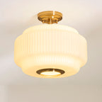 122078 Evora Flush Ceiling Light Brass Opal