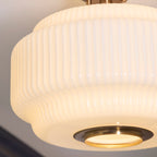 122078 Evora Flush Ceiling Light Brass Opal