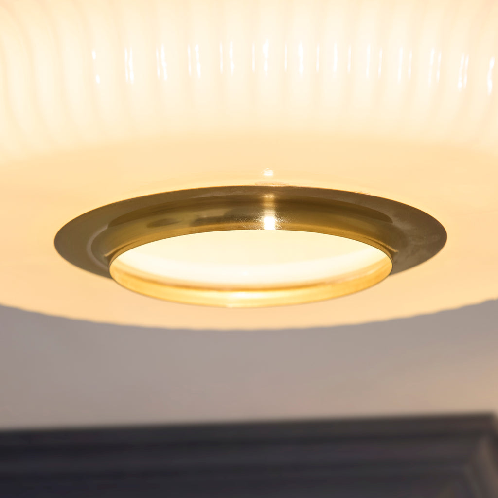 122078 Evora Flush Ceiling Light Brass Opal