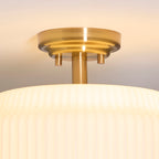 122078 Evora Flush Ceiling Light Brass Opal