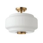 122078 Evora Flush Ceiling Light Brass Opal