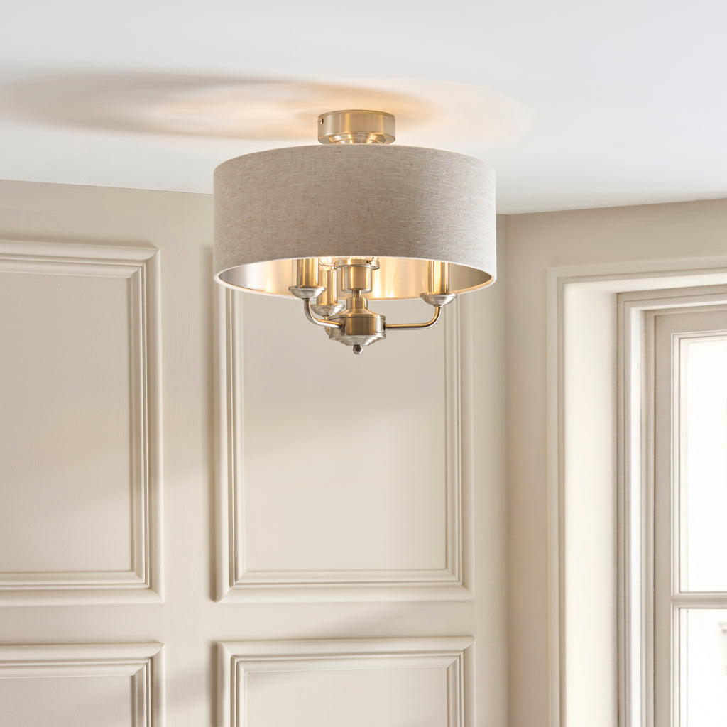 122080 Highclere 3 Light Flush Ceiling Light Chrome