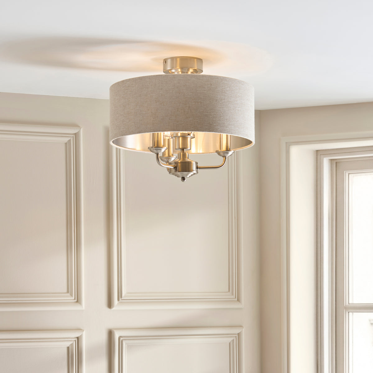122080 Highclere 3 Light Flush Ceiling Light Chrome