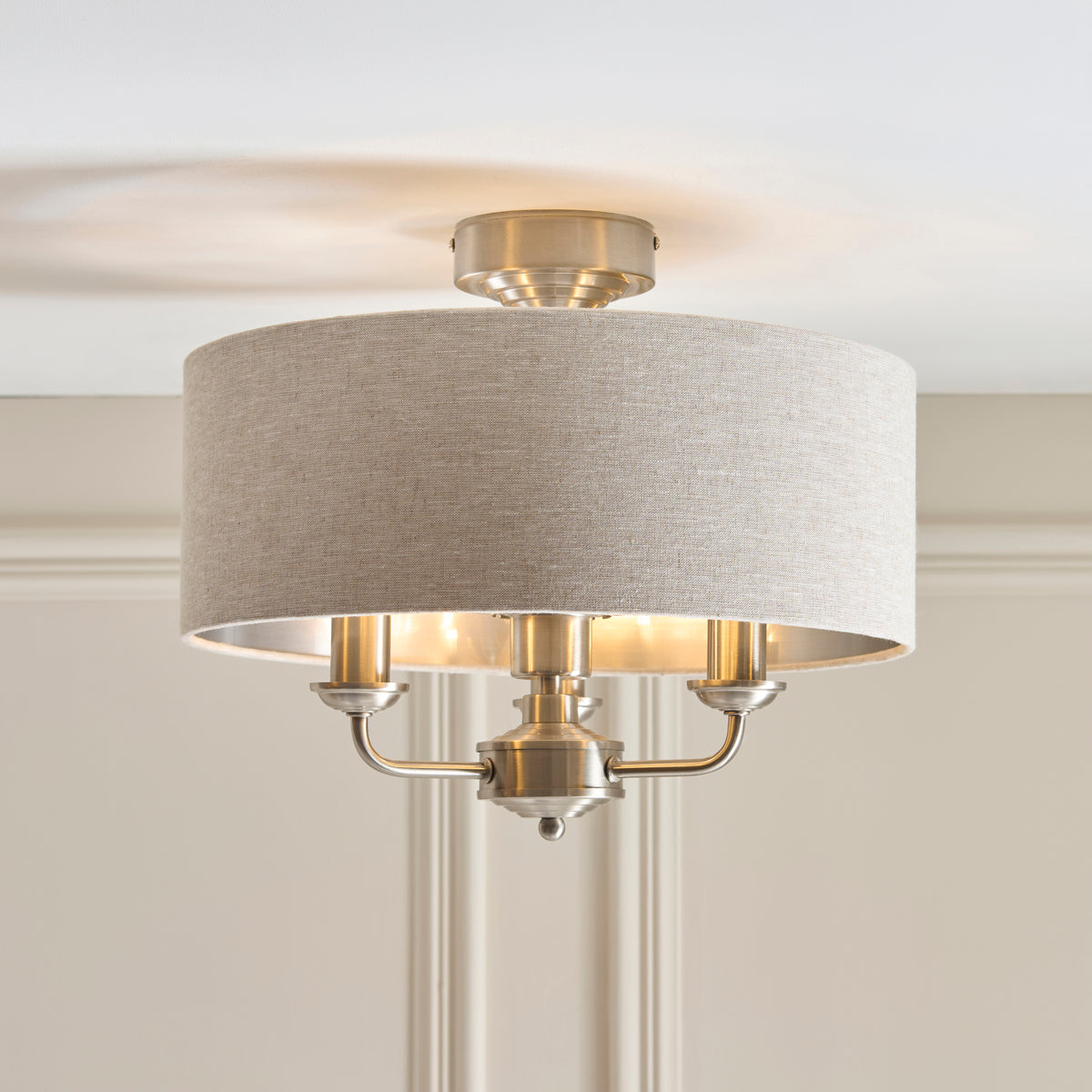 122080 Highclere 3 Light Flush Ceiling Light Chrome