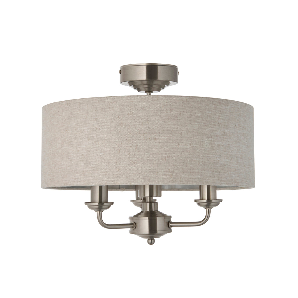 122080 Highclere 3 Light Flush Ceiling Light Chrome