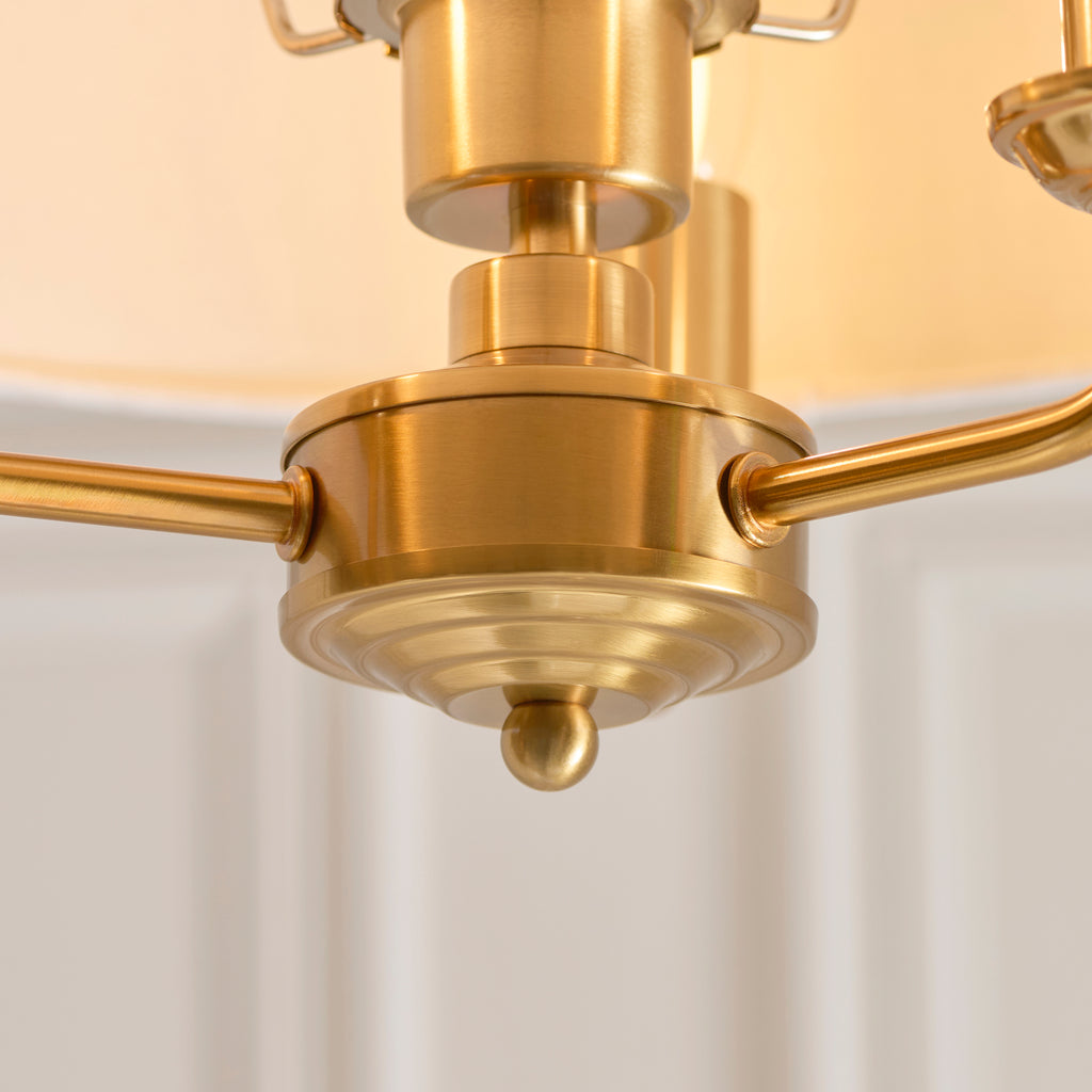 122081 Highclere 3 Light Flush Ceiling Light Brass