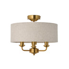 122081 Highclere 3 Light Flush Ceiling Light Brass