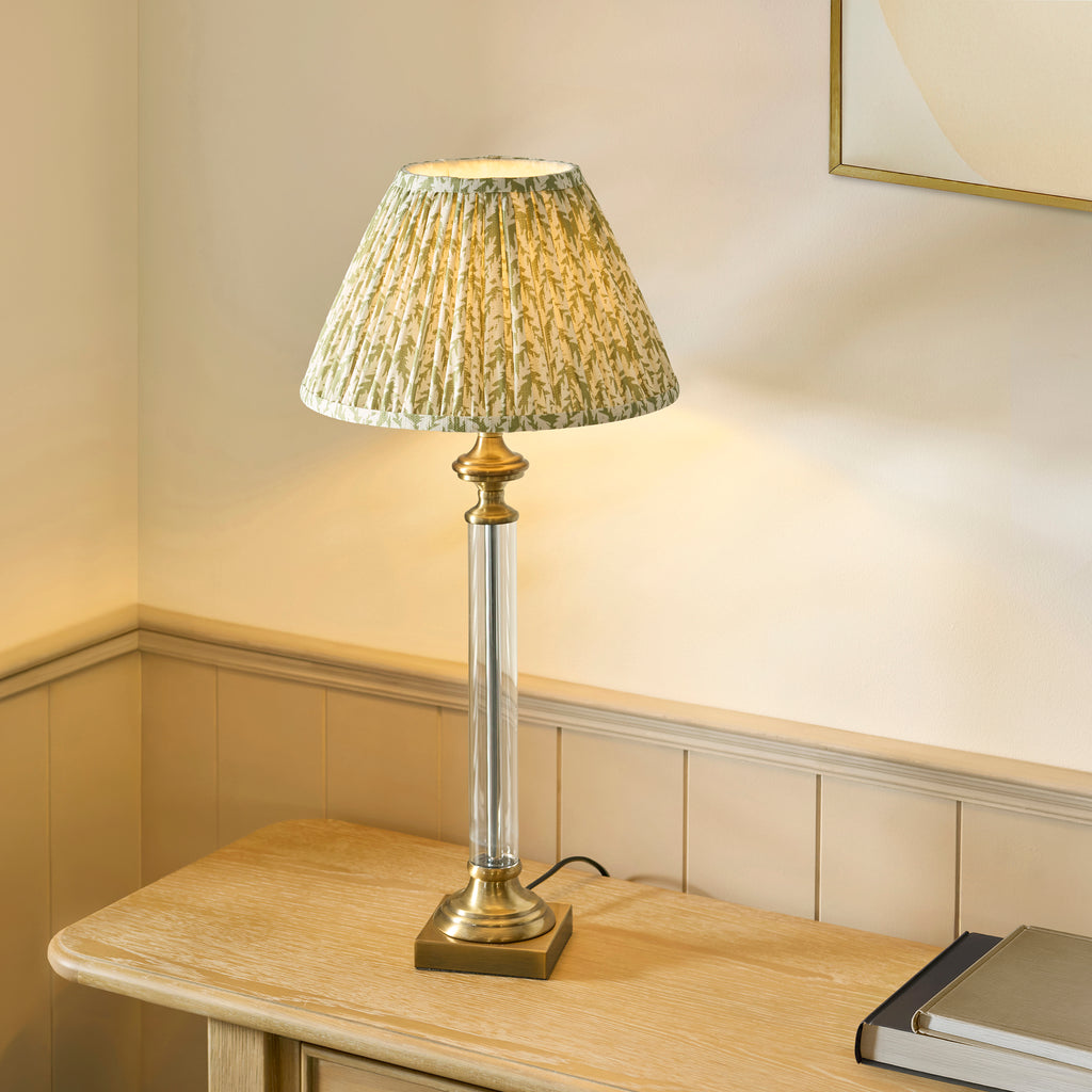 122515 Avebury & Leaf 30cm Table Lamp Brass Green