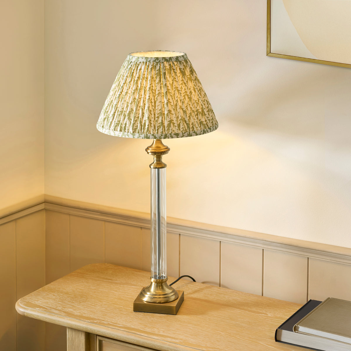 122515 Avebury & Leaf 30cm Table Lamp Brass Green