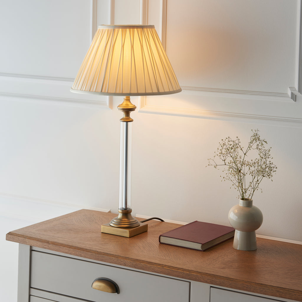 122515 Avebury & Leaf 30cm Table Lamp Brass Green