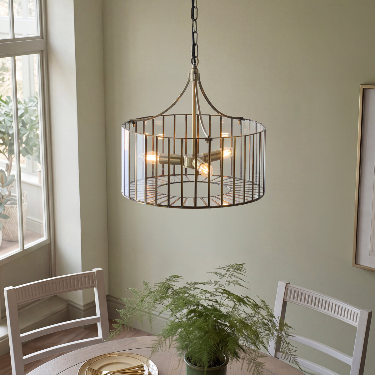 122554 Antalya 3 Light Pendant Brass