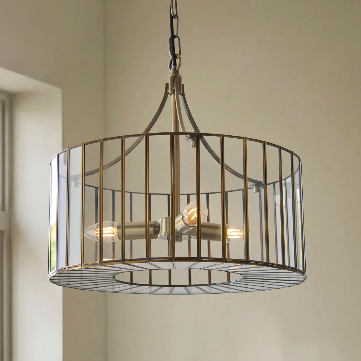 122554 Antalya 3 Light Pendant Brass