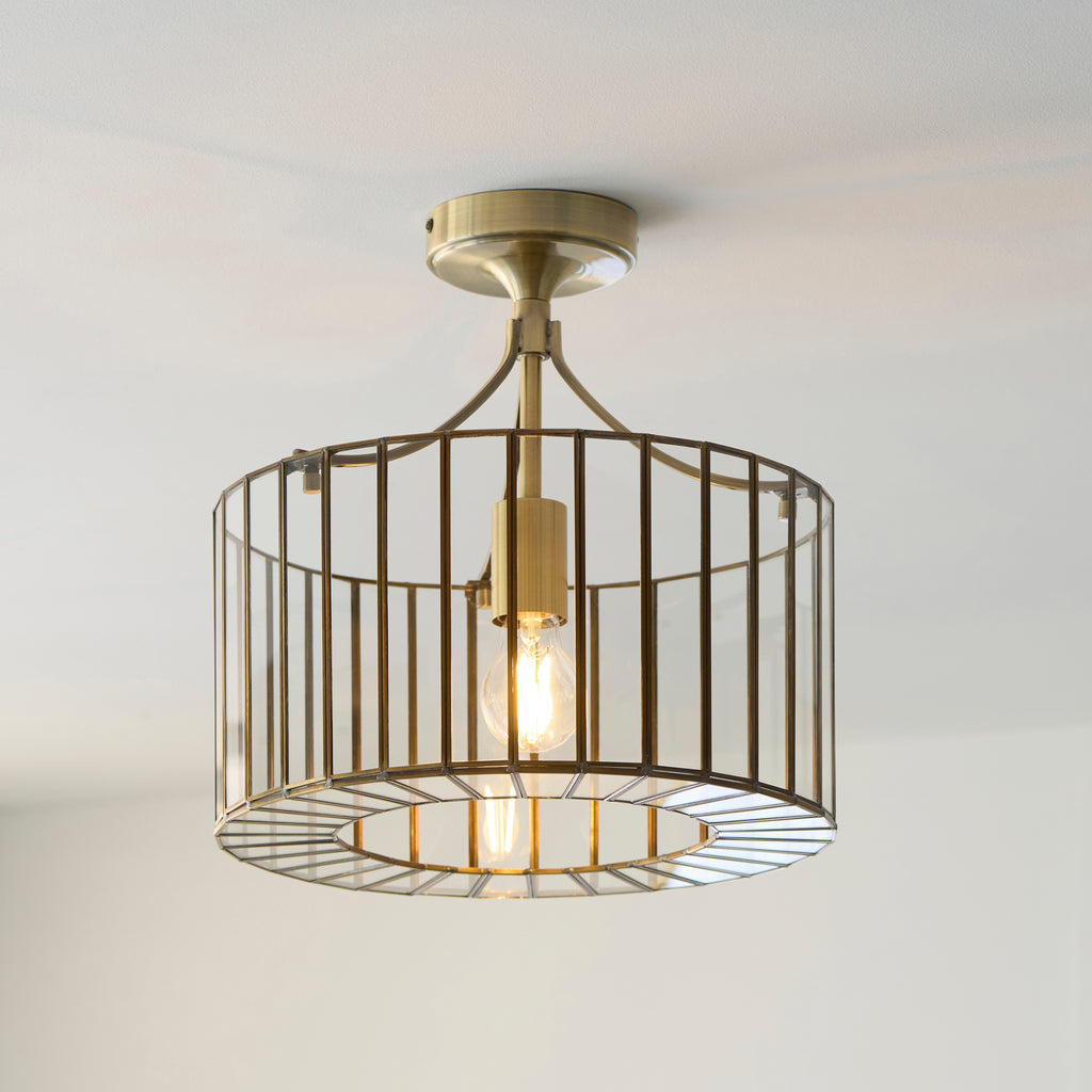122556 Antalya Flush Ceiling Light Brass