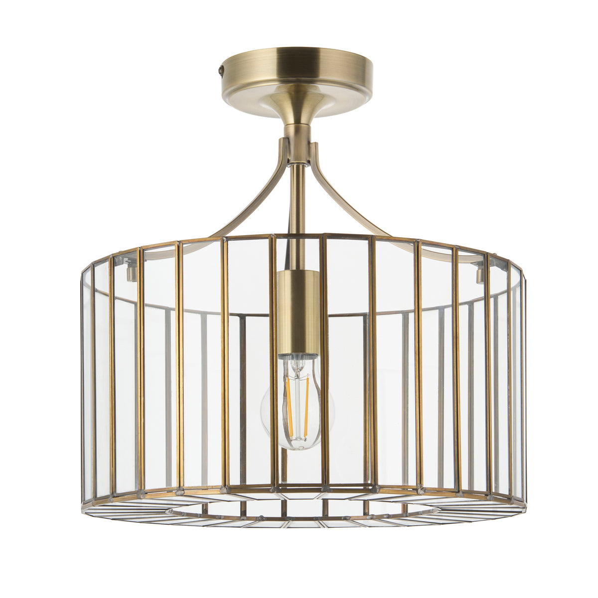 122556 Antalya Flush Ceiling Light Brass