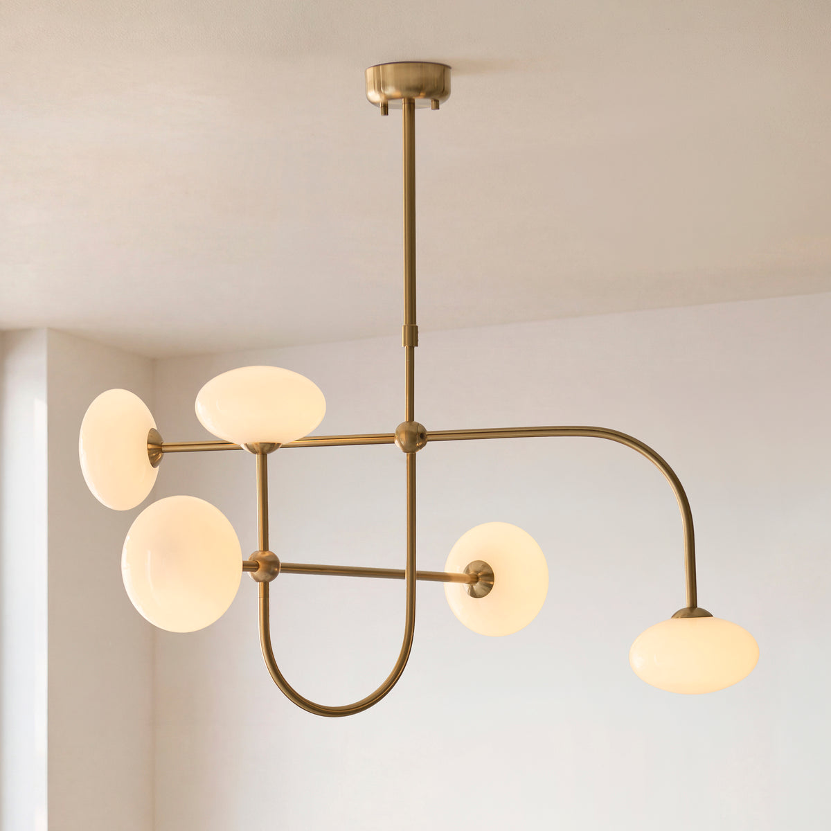 122758 Ottowa 5 Light Pendant Brass Opal