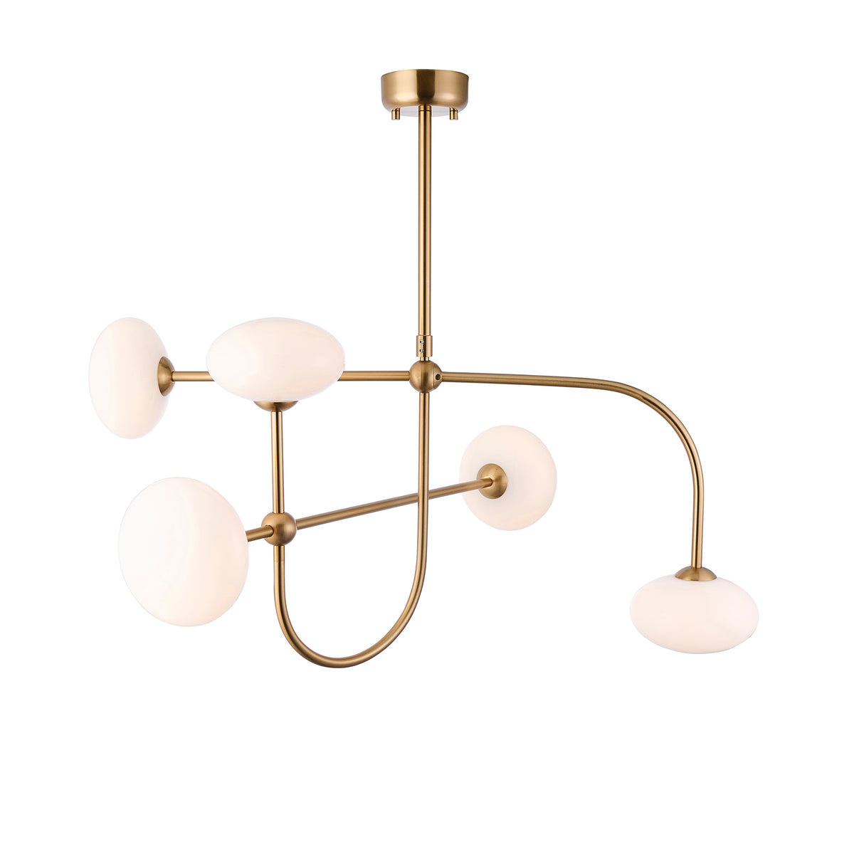 122758 Ottowa 5 Light Pendant Brass Opal