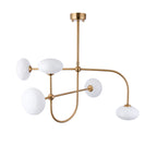 122758 Ottowa 5 Light Pendant Brass Opal