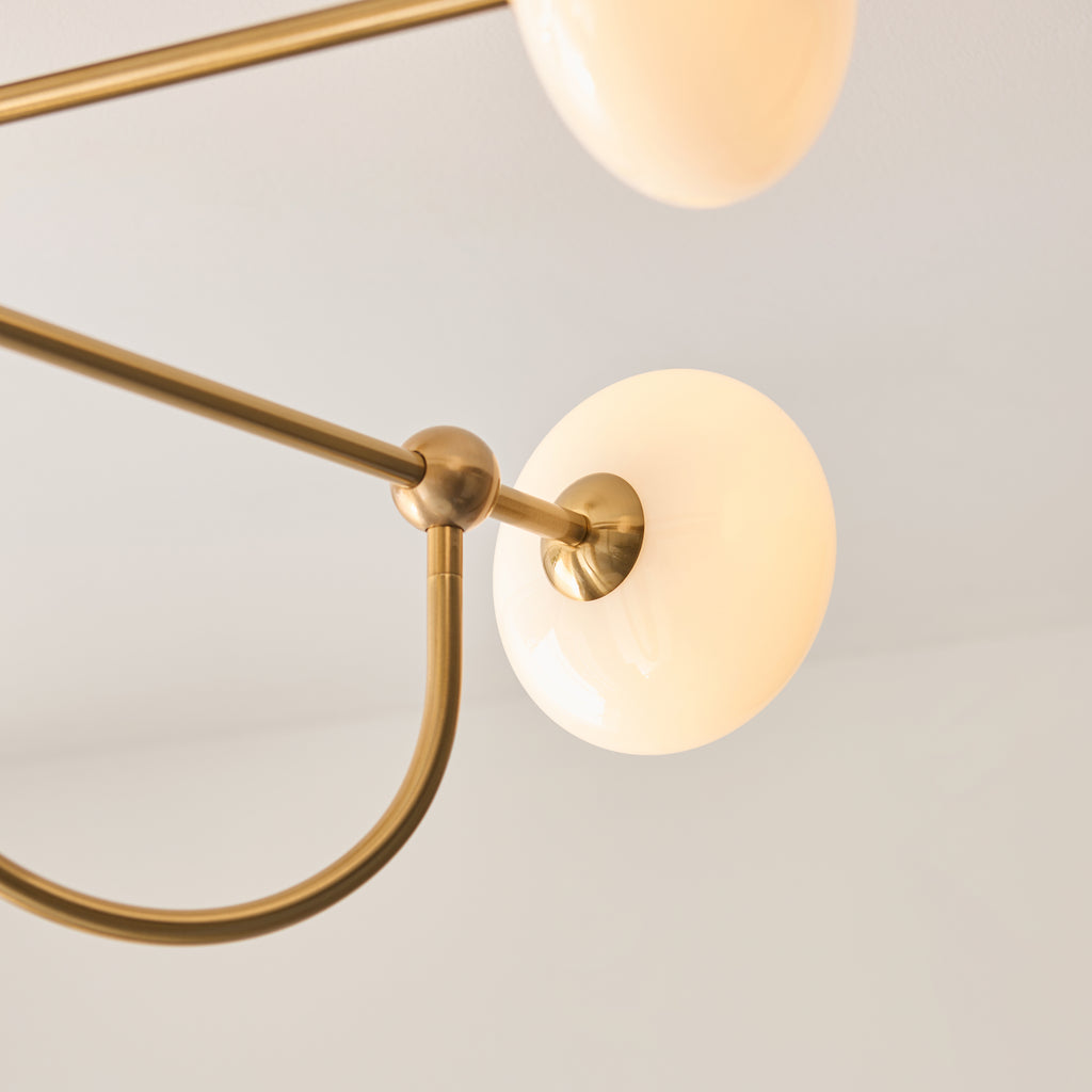 122759 Ottowa 4 Light Semi Flush Ceiling Brass Opal