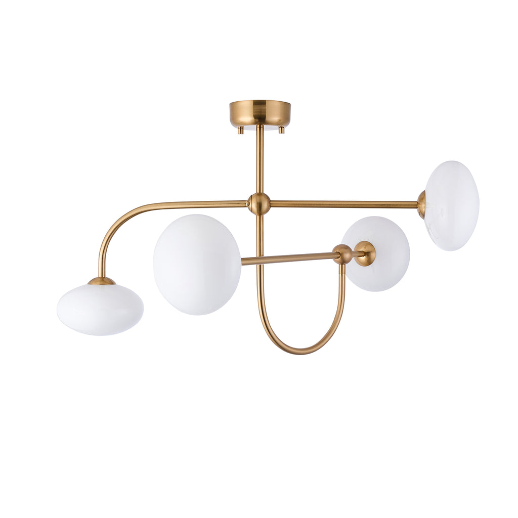 122759 Ottowa 4 Light Semi Flush Ceiling Brass Opal