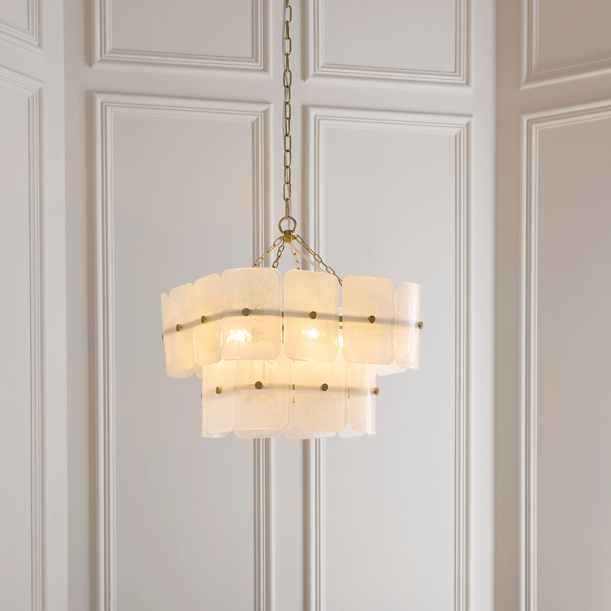 122773 Venice 4 Light Pendant Brass White