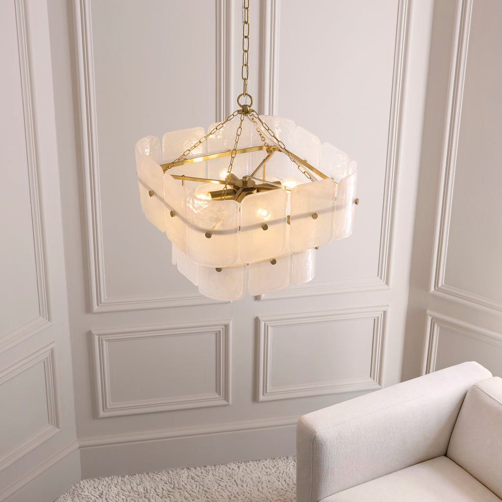 122773 Venice 4 Light Pendant Brass White