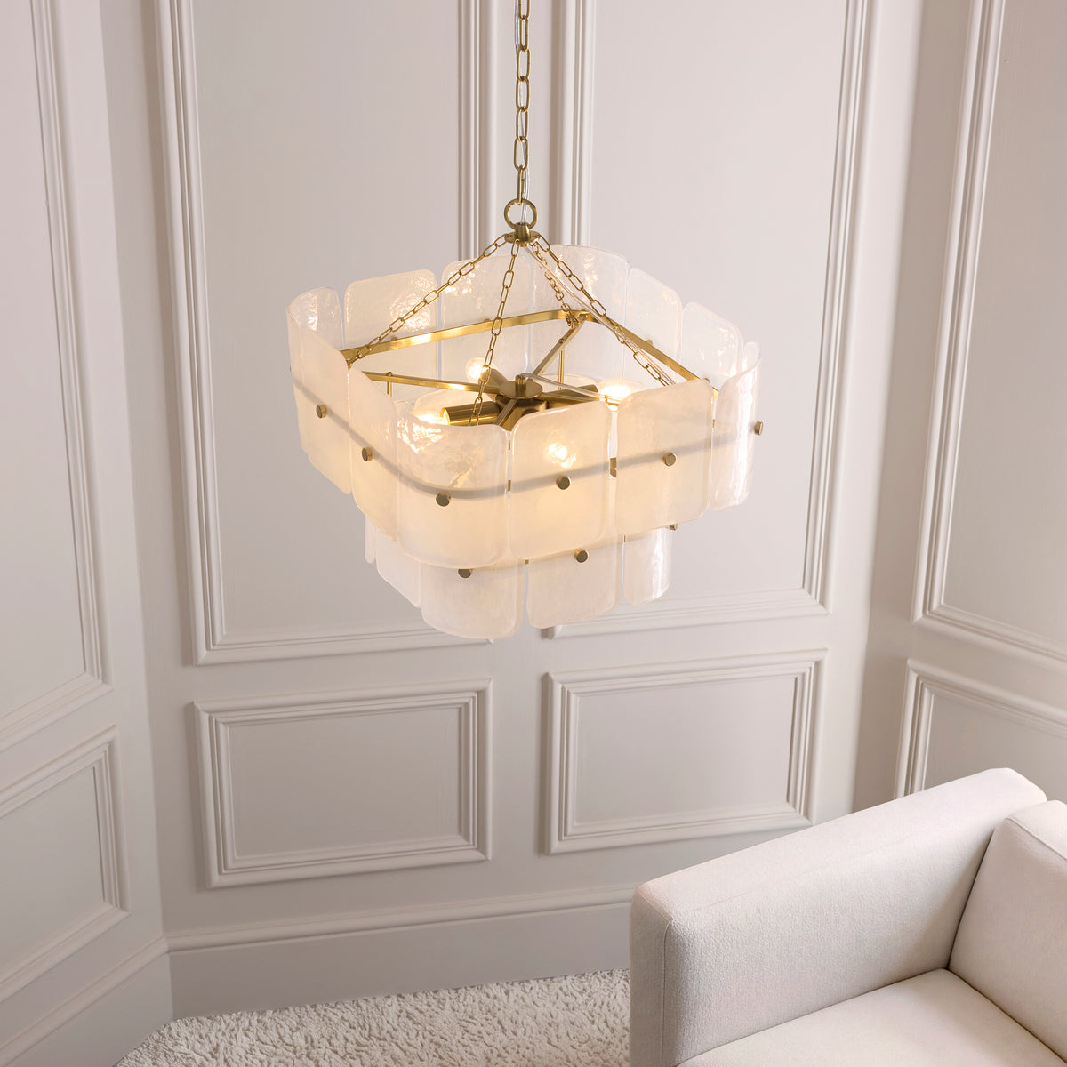 122773 Venice 4 Light Pendant Brass White