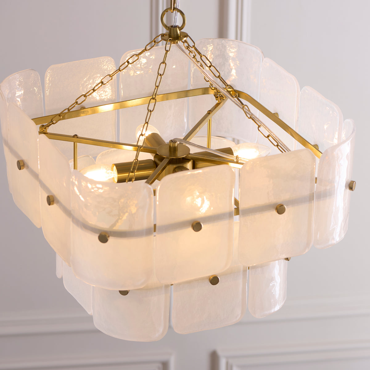 122773 Venice 4 Light Pendant Brass White