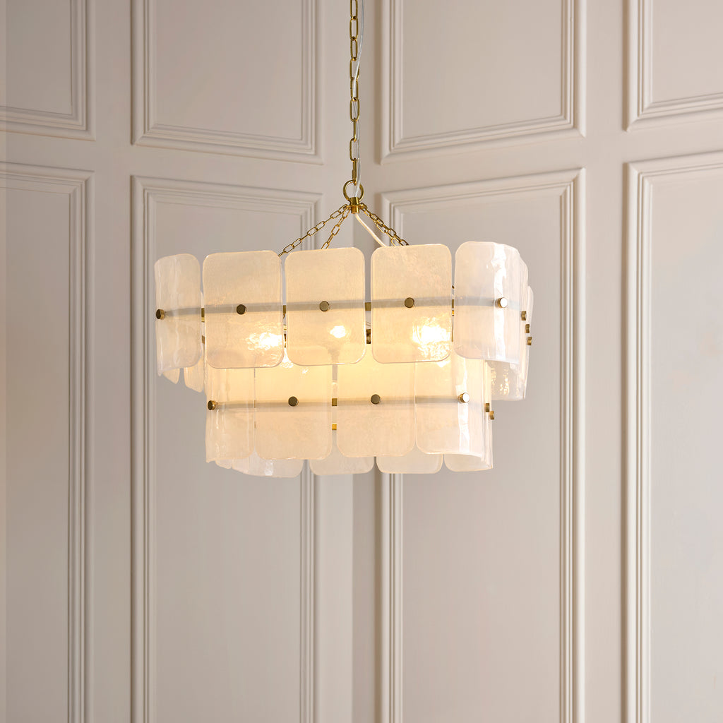 122774 Venice 6 Light Pendant Brass White