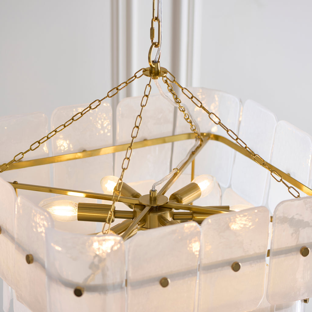 122774 Venice 6 Light Pendant Brass White