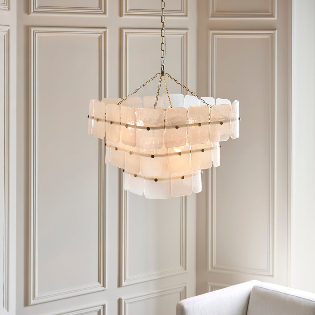 122775 Venice 10 Light Pendant Brass White