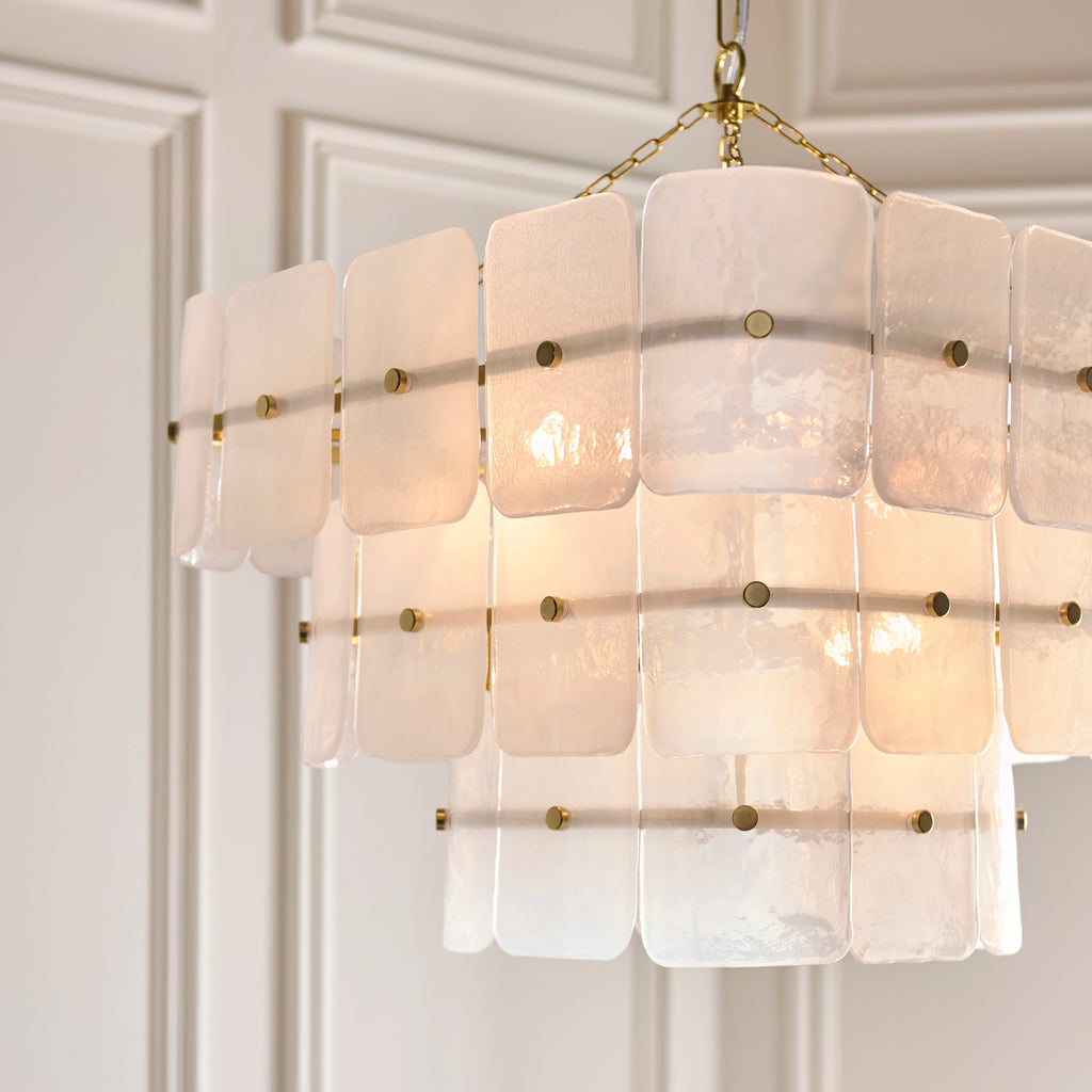 122775 Venice 10 Light Pendant Brass White