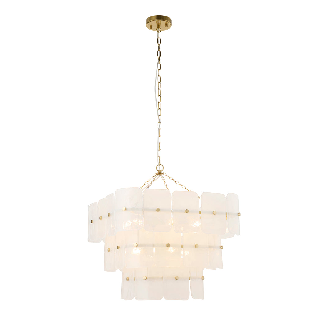 122775 Venice 10 Light Pendant Brass White