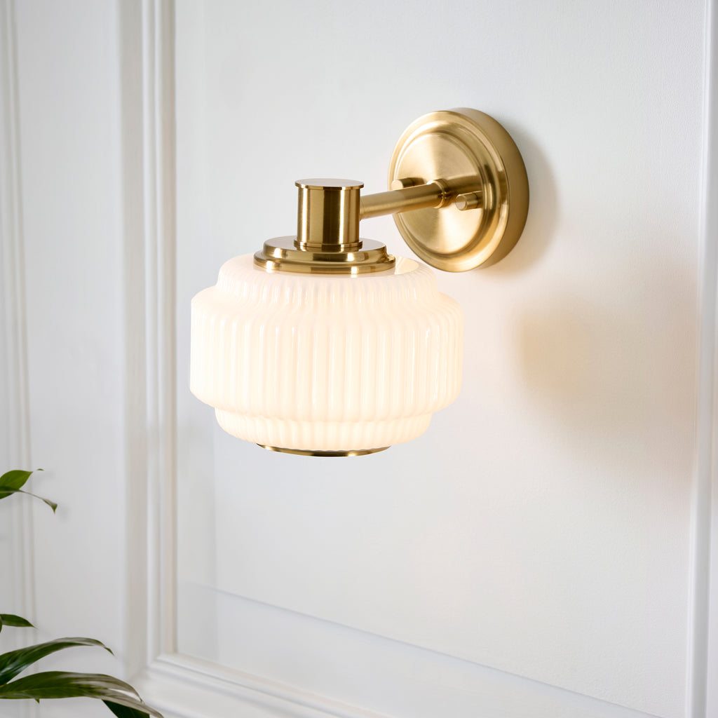 122784 Evora Wall Light Brass Opal
