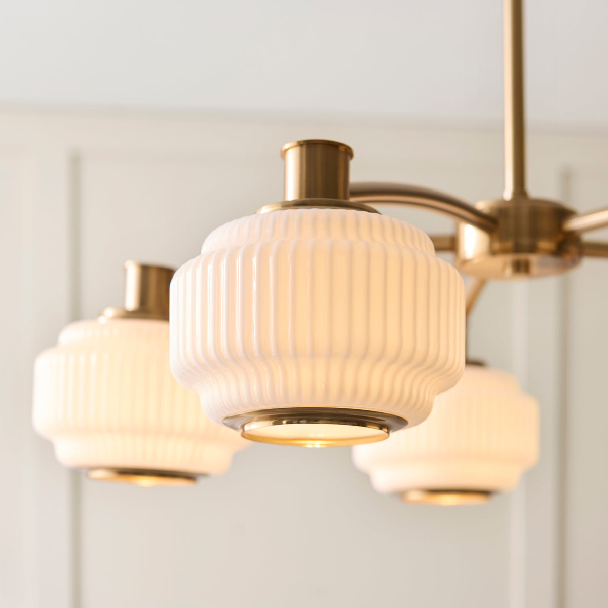 122785 Evora 5 Light Pendant Brass Opal
