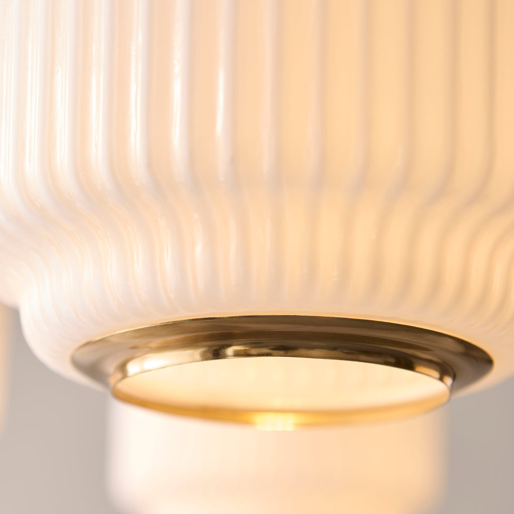 122785 Evora 5 Light Pendant Brass Opal