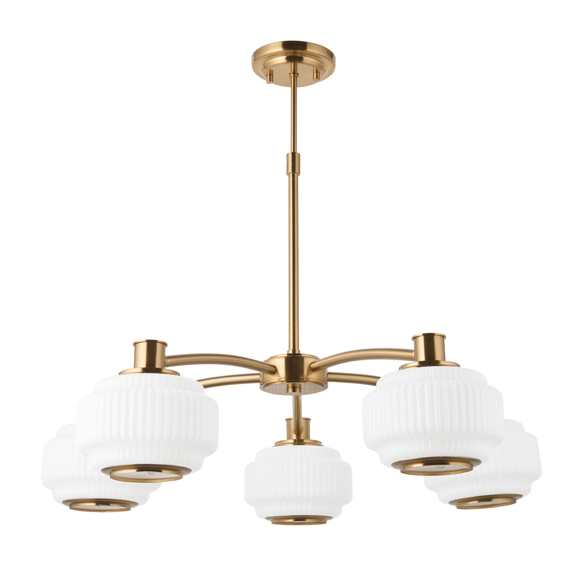 122785 Evora 5 Light Pendant Brass Opal