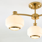 122786 Evora 3 Light Semi Flush Ceiling Brass Opal