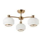 122786 Evora 3 Light Semi Flush Ceiling Brass Opal