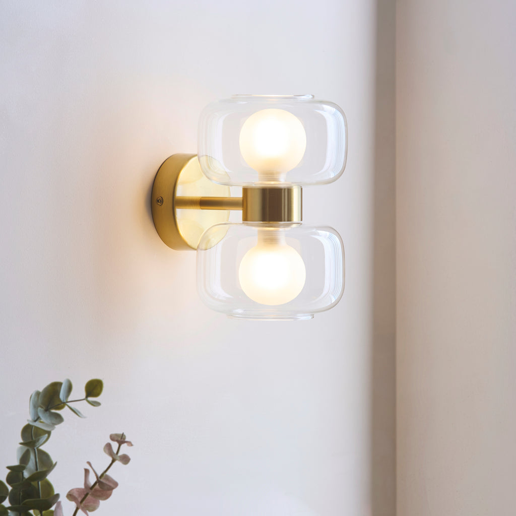 124803 Rossano 2 Light Wall Light Brass