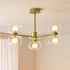 124804 Rossano 6 Light Semi Flush Ceiling Brass