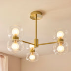 124804 Rossano 6 Light Semi Flush Ceiling Brass