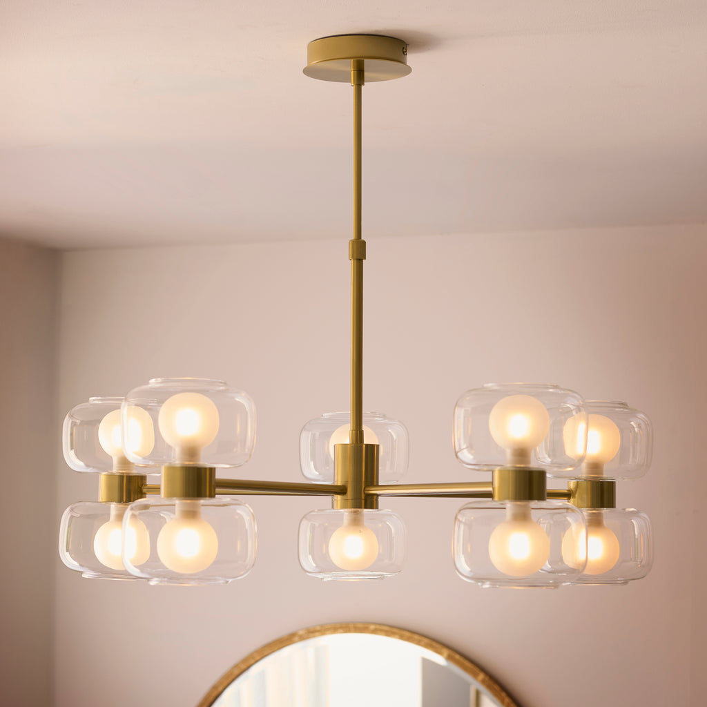 124805 Rossano 10 Light Pendant Brass